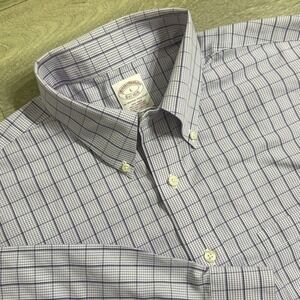Brooks Brothers Supima Cotton Non-Iron Button‎ Down Shirt Purple Checkered Large